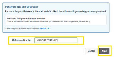Enter reference number