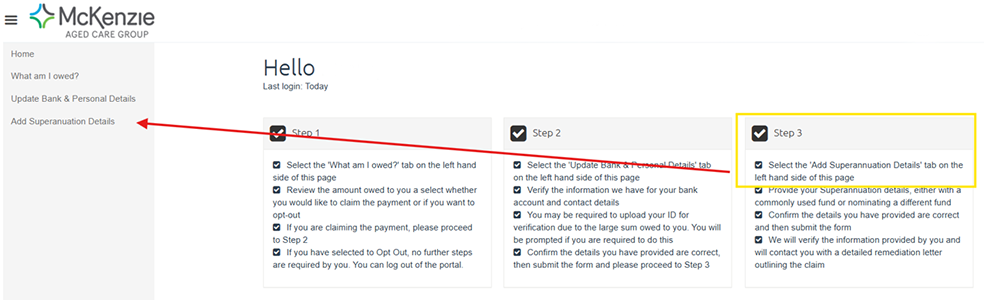 Step 3 Superannuation