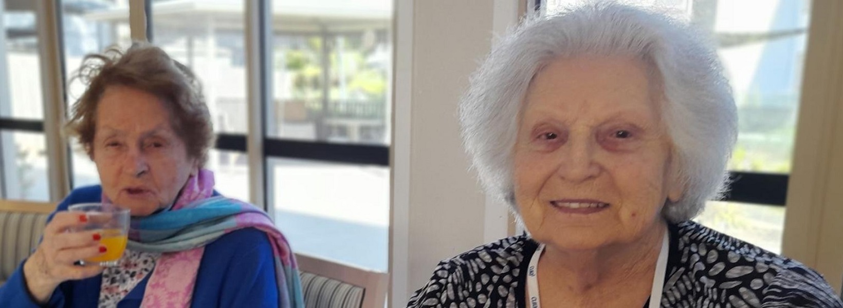 Ida (87) and Maria (94) at coffee group Ida (87) and Maria (94) at coffee group