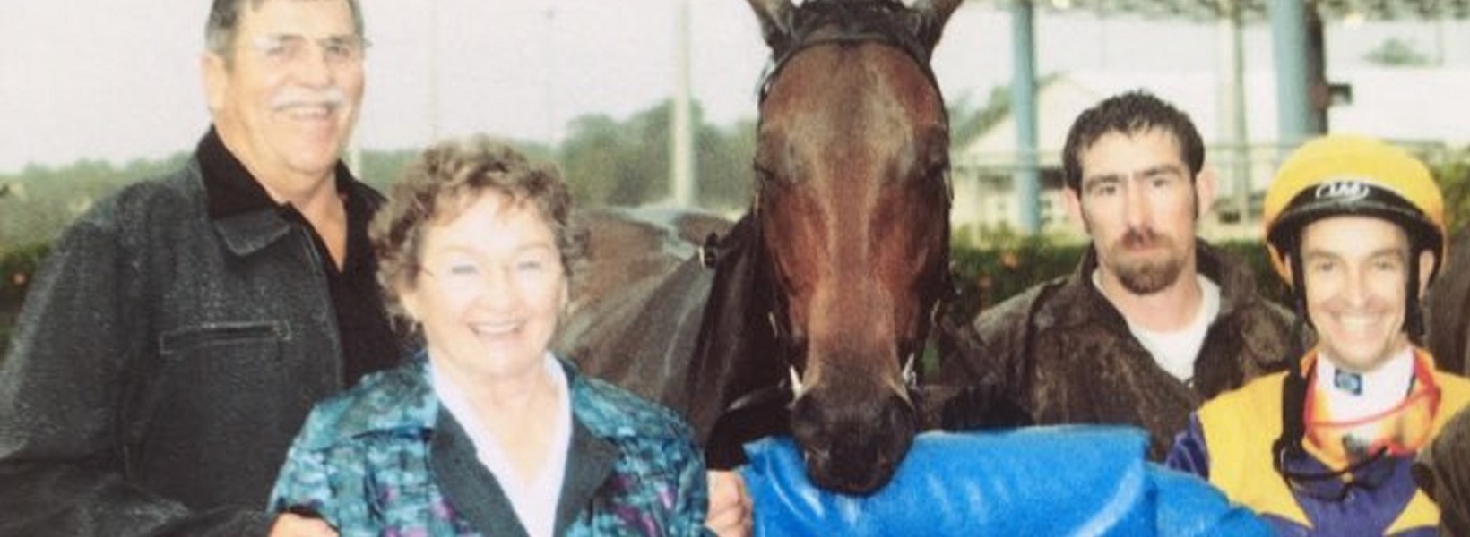 Neil and Patricia with their winning racehorse Neil and Patricia with their winning racehorse