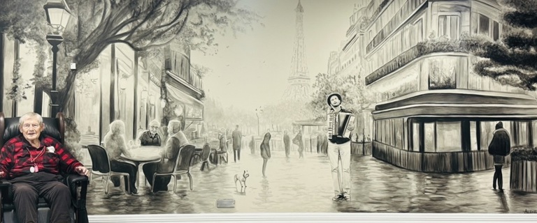 Hans with the Paris mural.jpg Hans with the Paris mural.jpg