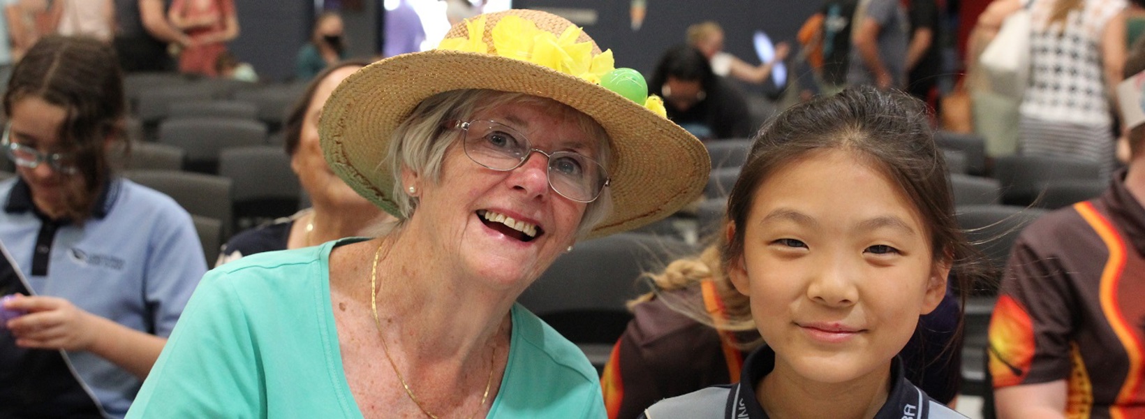 Joan and residents are getting know students from the local school Joan and residents are getting know students from the local school