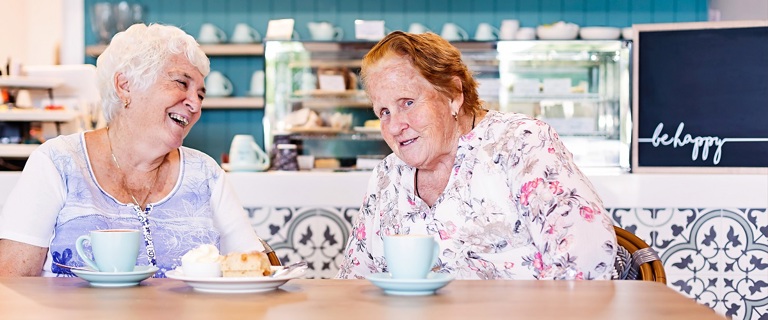 Carmen and Margaret at the Jacaranda Cafe Carmen and Margaret at the Jacaranda Cafe