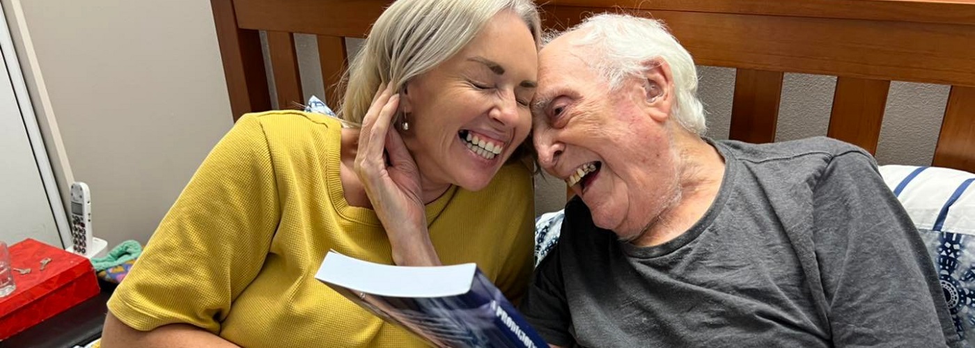 Tom Barry, friend Jo, and his book 'A Prodigious Leap'