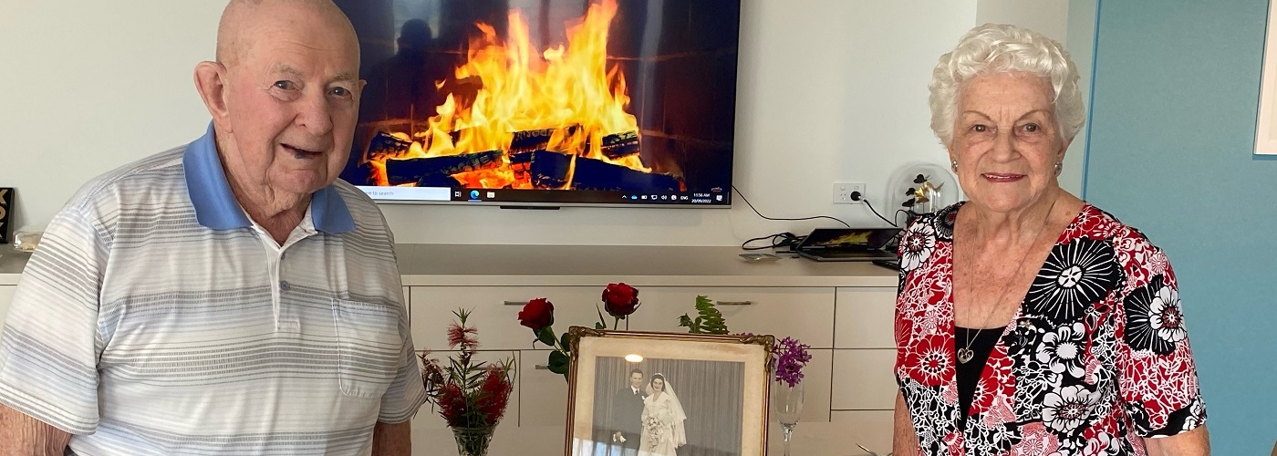 Celebrating their wedding anniversary together 