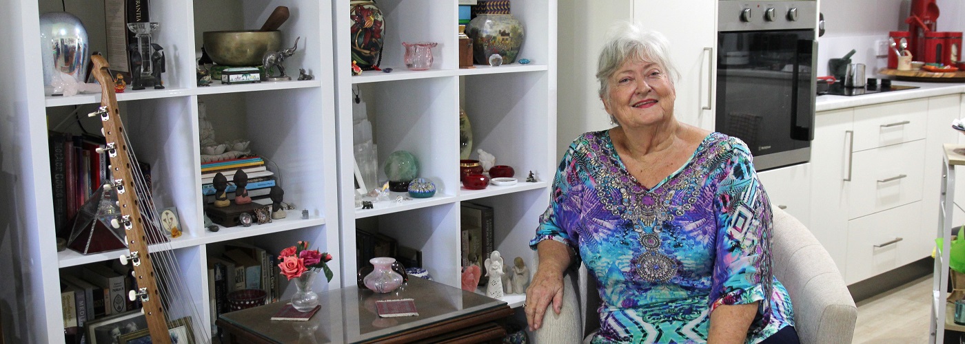 Zoe in her studio apartment in Rowes Bay retirement village.jpg