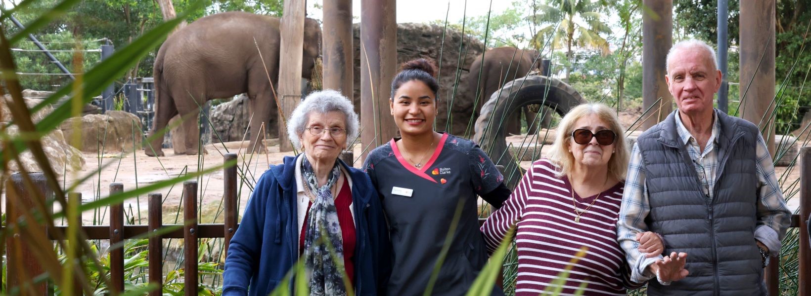 Nursing assistant Samjana supported Pemulwuy residents during their visits to Taronga Zoo where they saw many animals including elephants and (inset) Sumatran tigers.