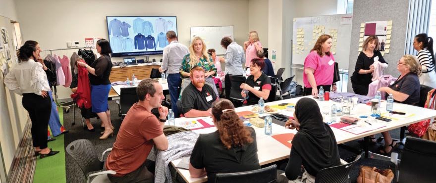 Residential care and project team members participating in a workshop for our new rostering system, Humanforce.