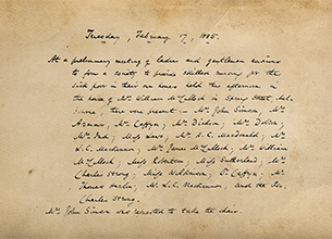 Minutes of the first MDNS meeting  in 1885.