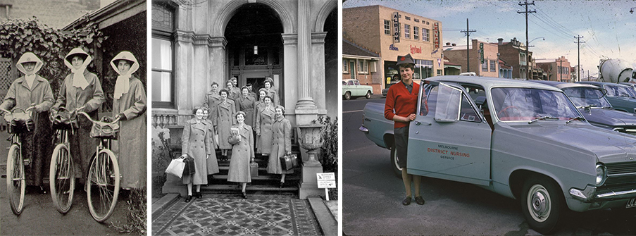 RDNS nurses pictured in 1919, the 1950s and the 1960s